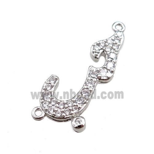 copper pendant pave zircon, platinum plated