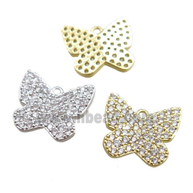 copper butterfly pendant pave zircon, mixed
