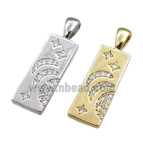 copper rectangle pendant pave zircon, mixed