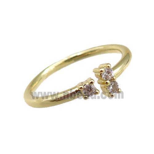 copper Rings pave zircon, adjustable, gold plated