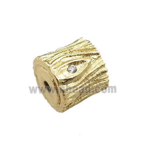copper tube beads pave zircon, gold plated