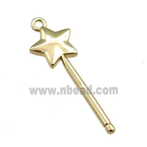 copper magicwand pendant, gold plated