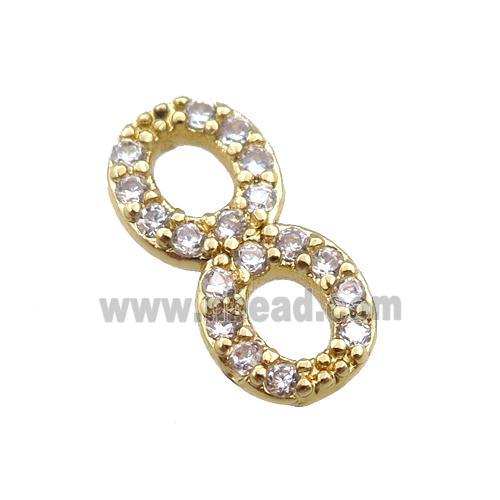 copper infinity connector paved zircon, gold plated