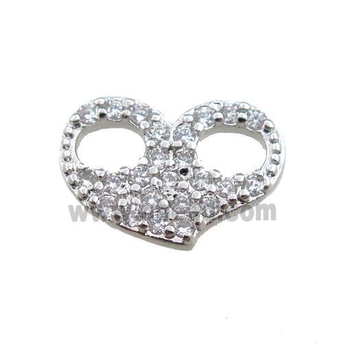 copper eyepatch pendant paved zircon, platinum plated