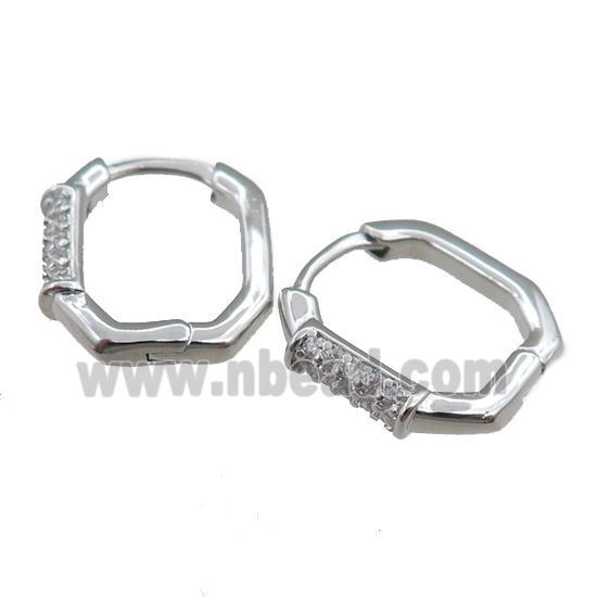 copper Latchback Earrings pave zircon, platinum plated