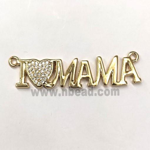 copper MAMA pendant pave zircon, gold plated