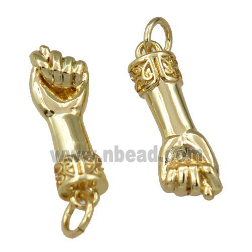 copper hand charm pendant, gold plated