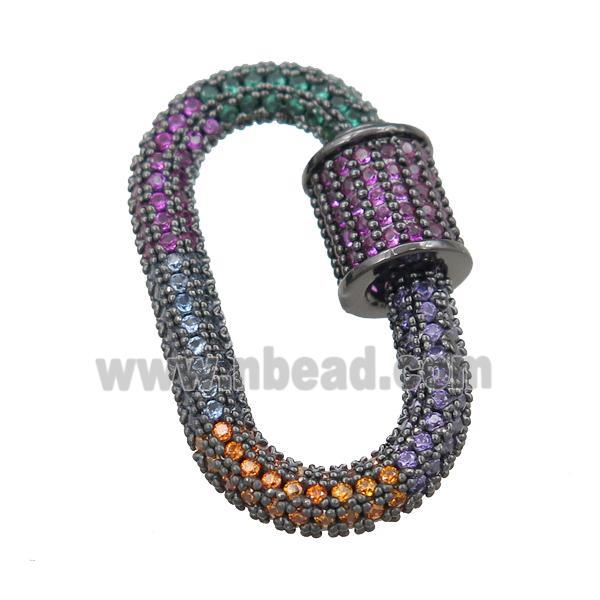 copper Carabiner Clasp pave zircon, black plated