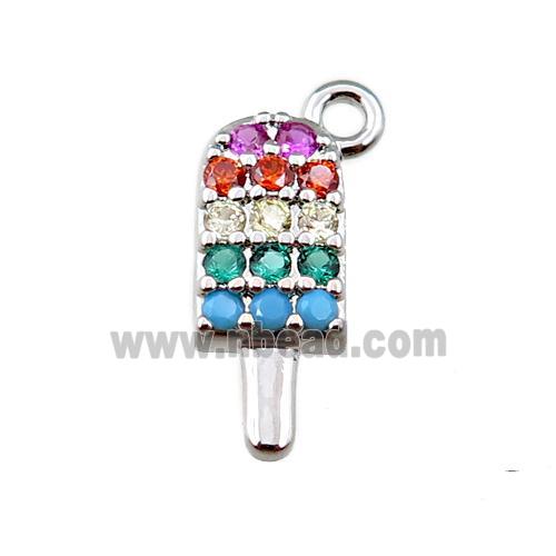 copper icecream pendant pave zircon, platinum plated