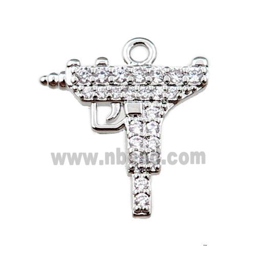 copper electric drill pendant pave zircon, platinum plated