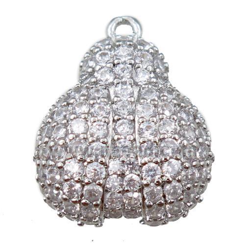 copper beetle pendant pave zircon, platinum plated
