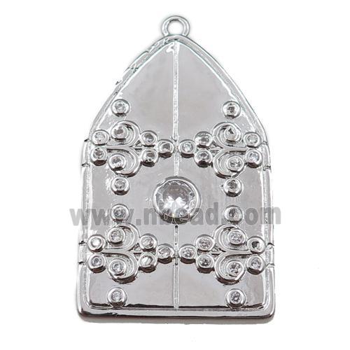 copper house pendant pave zircon, platnum plated