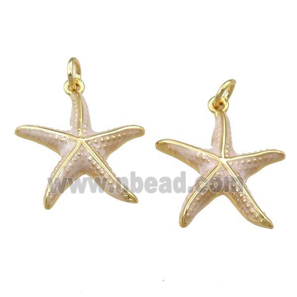copper starfish pendant with enameled, gold plated