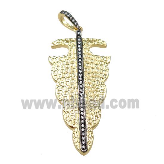 copper pendant pave zircon, gold plated