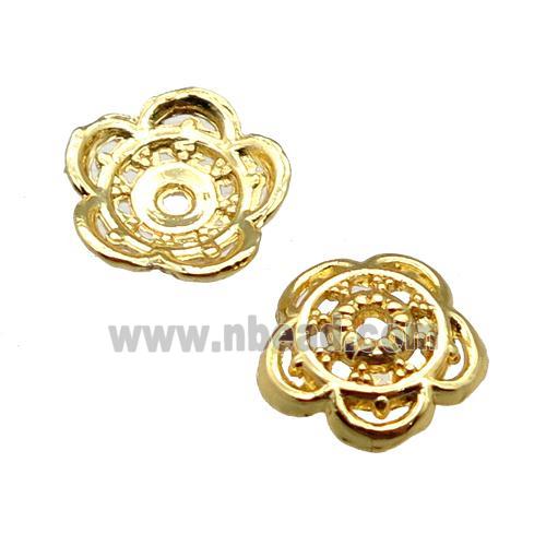copper beadcaps, unfaded, gold plated