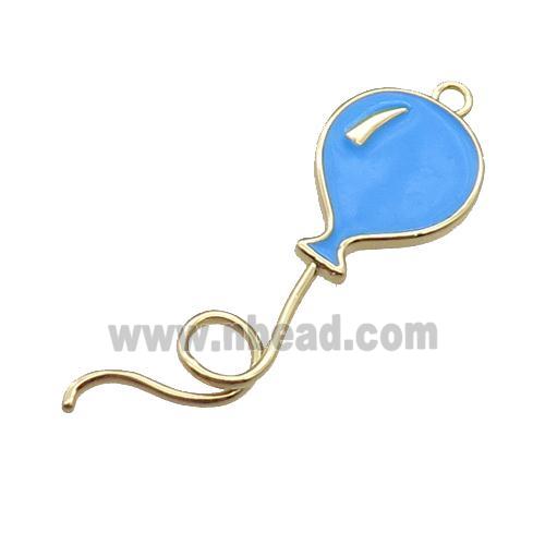 copper ballon pendant, blue enameled, gold plated