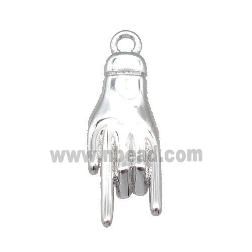 copper hand pendant, platinum plated