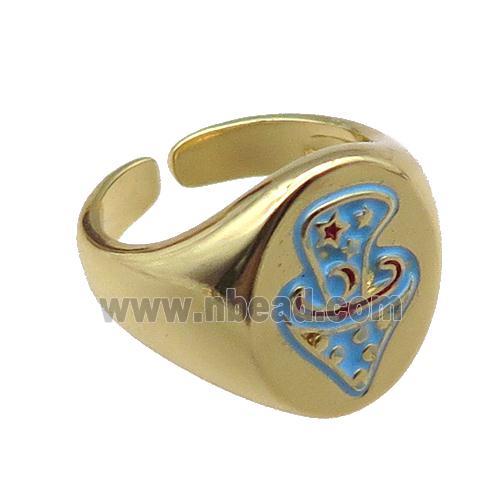 adjustable copper rings, enameling, gold plated