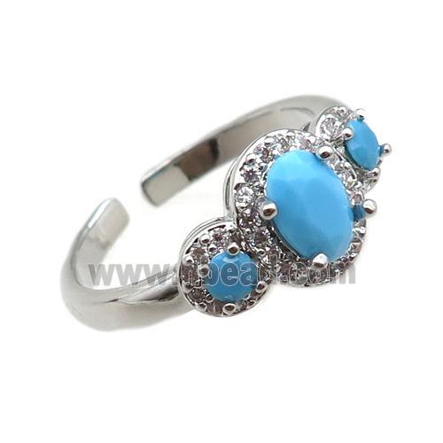 adjustable copper ringpave zircon, platinum plated