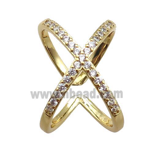 adjustable copper ring pave zircon, gold plated