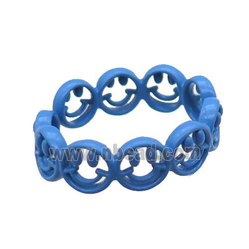 copper rings with blue lacquered