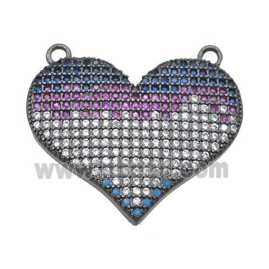 copper heart pendant pave zircon with 2loops, black plated