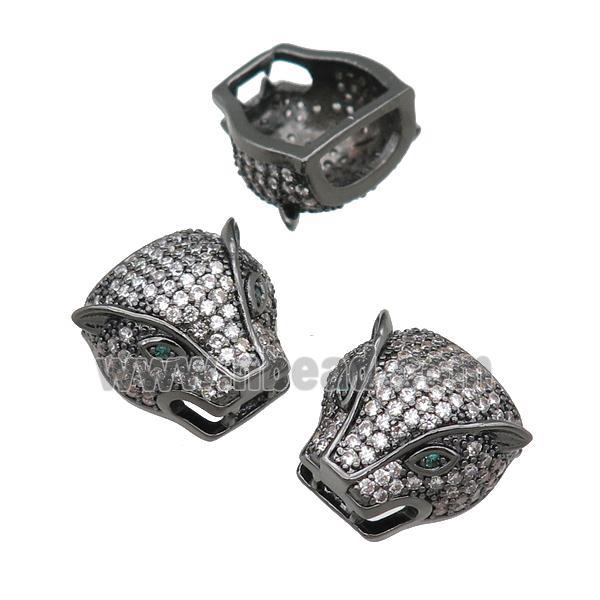 copper leopardhead beads pave zircon, black plated