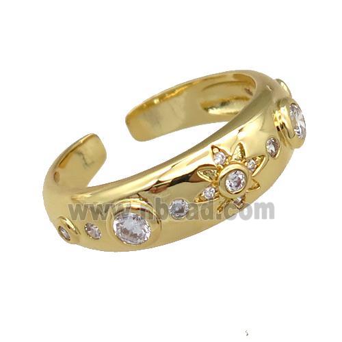 adjustable copper Rings pave zircon, gold plated