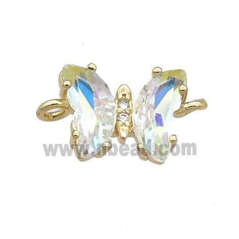 clear AB-color Crystal Glass Butterfly Connector, gold plated