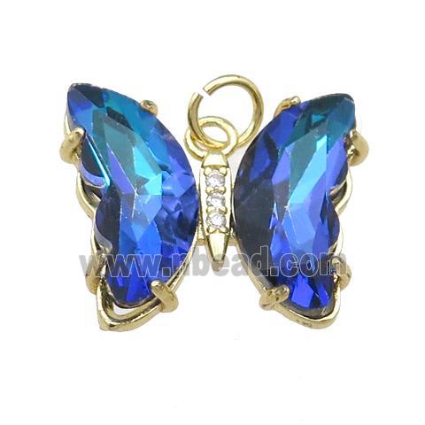 dp.blue Crystal Glass Butterfly Pendant, gold plated