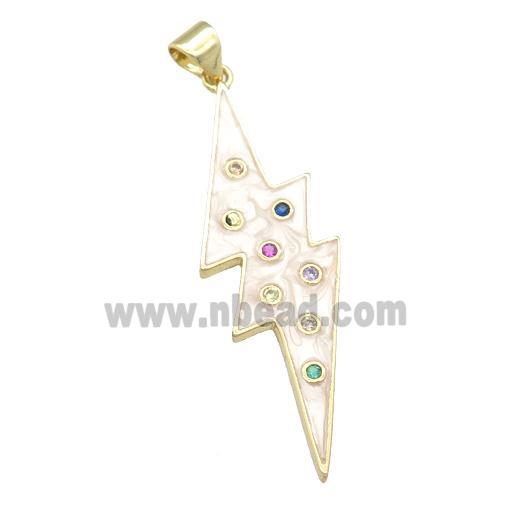 copper lightning pendant with enamel pearlized resin, gold plated