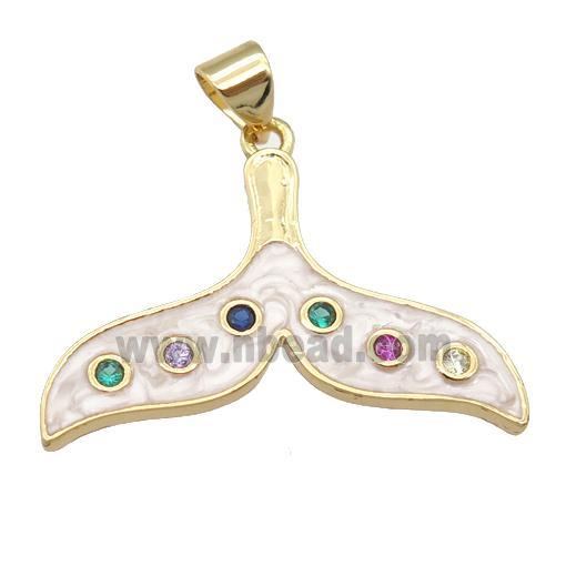 copper sharktail pendant with enamel pearlized resin, gold plated