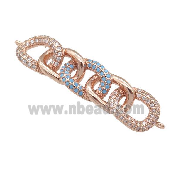 copper Linker Connector pave zircon, rose gold