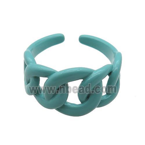 copper Ring with teal fire Lacquered