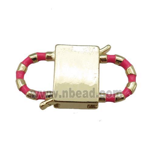 copper Clasp with hotpink enamel, gold plated