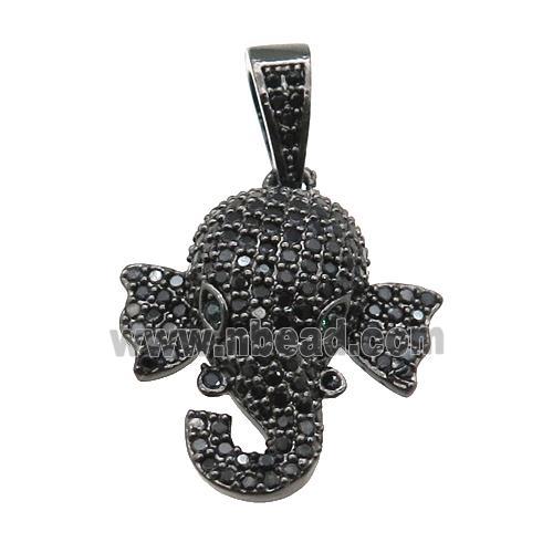 copper Elephant paved black zircon, black plated