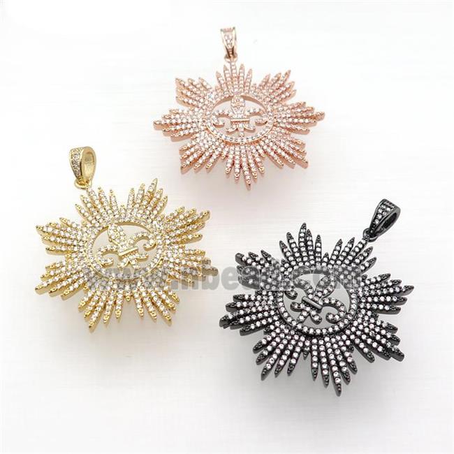 copper flower pendant paved zircon, mixed
