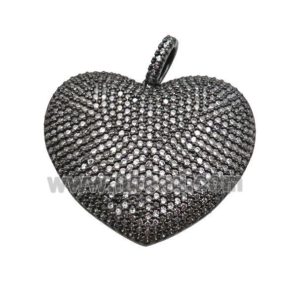 copper Heart pendant paved zircon, black plated