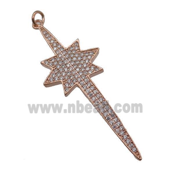 copper Northstar pendant paved zircon, rose gold