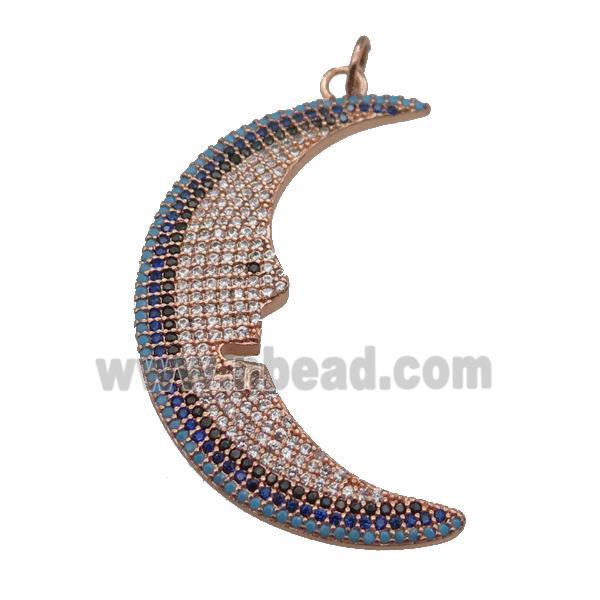 copper Moon pendant paved zircon, rose gold