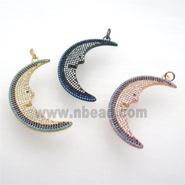 copper Moon pendant paved zircon, mixed