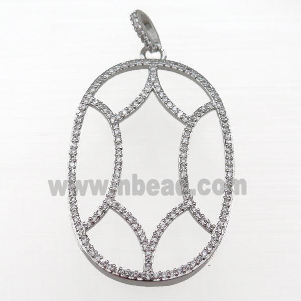 copper Tortoise pendant paved zircon, platinum plated