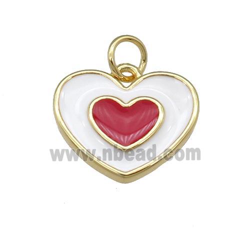 copper Heart pendant with white enamel, gold plated