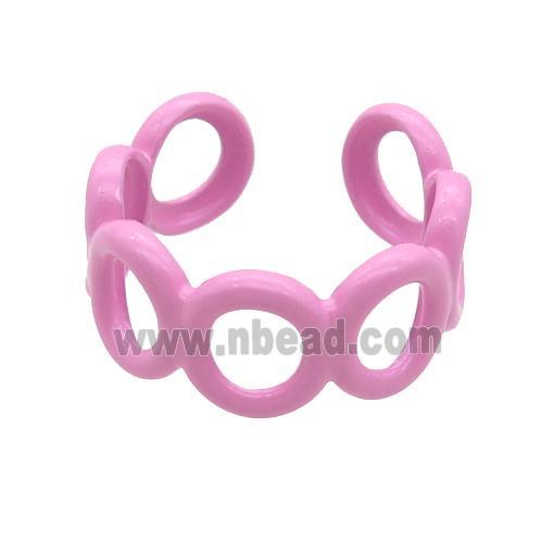 copper Ring with pink fire lacquered