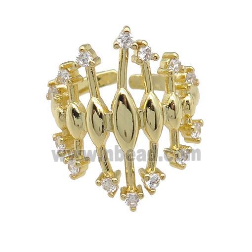 copper Ring paved zircon, gold plated