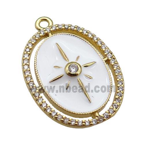 copper northStar pendant paved zircon with white enamel, gold plated