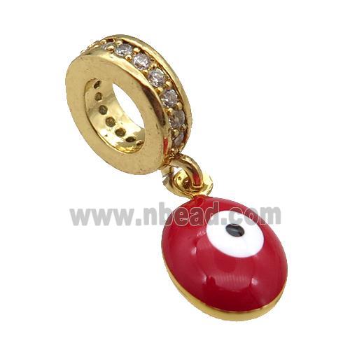 copper Evil Eye pendant with red enamel, gold plated