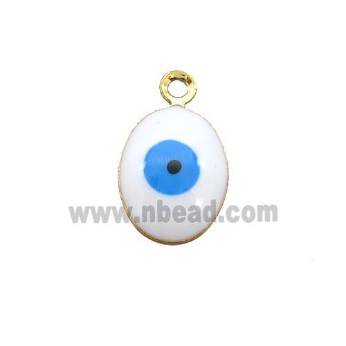 copper Evil Eye pendant with white enamel, gold plated