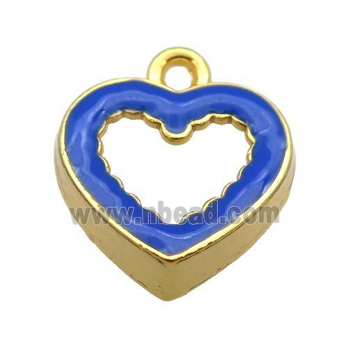 copper Heart pendant with blue enamel, gold plated