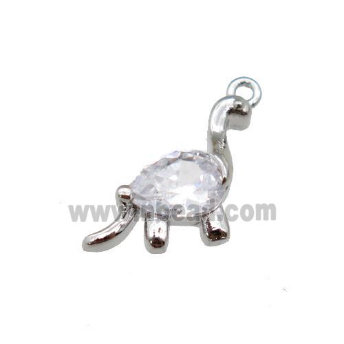 copper dragon pendant paved zircon, platinum plated